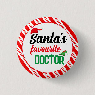 Weihnachtself, der Lieblingsarzt des Weihnachtsman Button