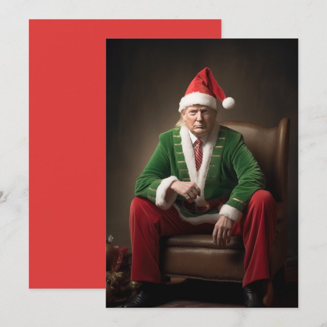 Weihnachtself Donald Trump Feiertagskarte (Vorne/Hinten)