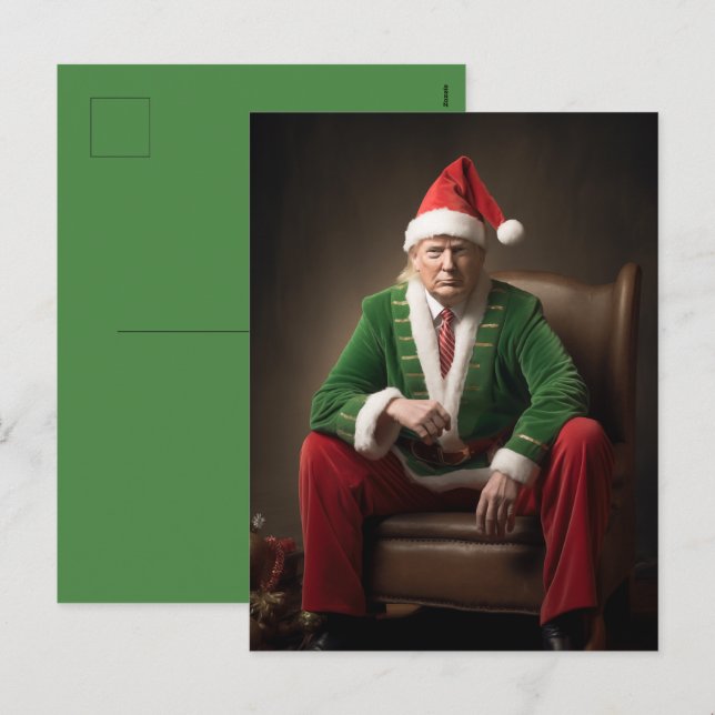 Weihnachtself Donald Trump Feiertagspostkarte (Vorne/Hinten)