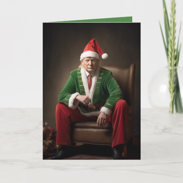Weihnachtself Donald Trump Karte (Vorderseite)
