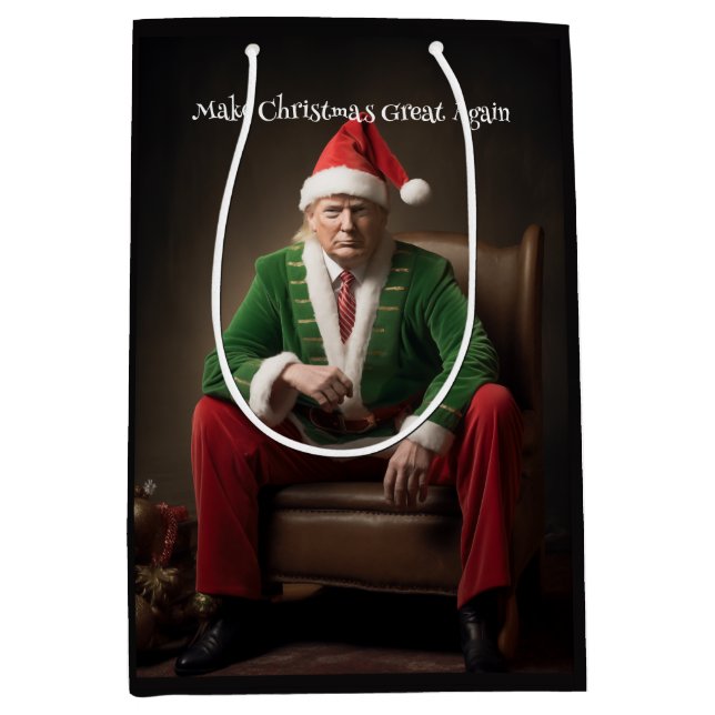 Weihnachtself Donald Trump Mittlere Geschenktüte (Vorderseite)