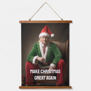 Weihnachtself Donald Trump Wandteppich Mit Holzrahmen