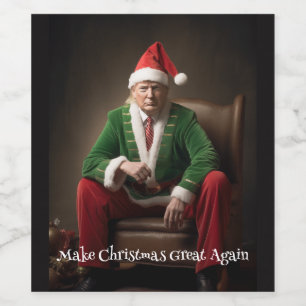 Weihnachtself Donald Trump Weinetikett