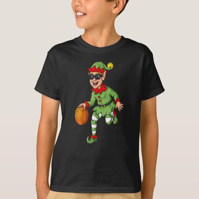 Weihnachtself Einen Basketball trinken T-Shirt (Vorderseite)