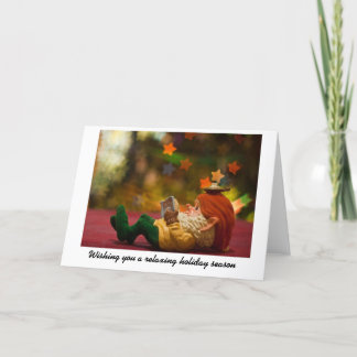 Weihnachtself Entspannen Feiertagskarte