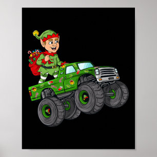Weihnachtself fährt Monster Truck Jungen Kinder Fa Poster