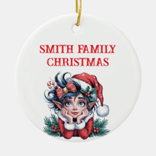 Weihnachtself-Festive Keramik-Weihnachtsbaumdekora Keramik Ornament