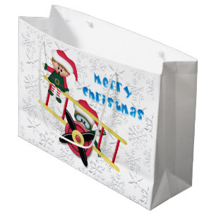 Weihnachtself Flugzeug große Geschenktasche Geschenktüte