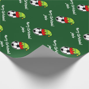 Weihnachtself Fußball Umhüllungspapier für Kind Geschenkpapier