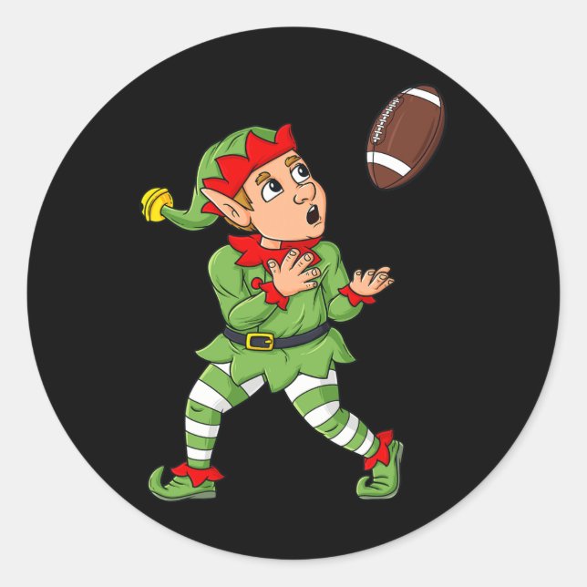 Weihnachtself Fußball Weitläufiger Empfänger Jungs Runder Aufkleber (Vorderseite)
