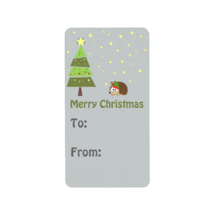 Weihnachtself-Igel - Geschenktag Adressaufkleber