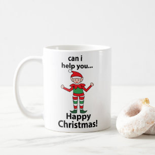 Weihnachtself Kann ich Ihnen helfen? Glücklicher W Kaffeetasse