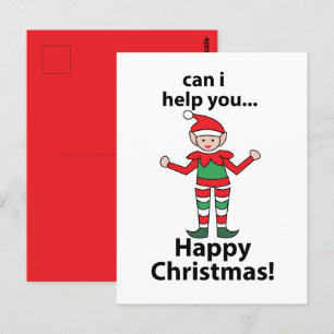 Weihnachtself Kann ich Ihnen helfen? Glücklicher W Postkarte