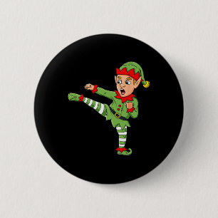 Weihnachtself Karate Funny Boys Girl Kinder Famili Button