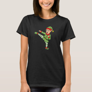 Weihnachtself Karate Lustige Jungen Mädchen Kinder T-Shirt