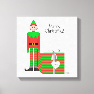 Weihnachtself-Leinwand-Druck - gestreiftes Leinwanddruck