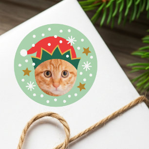 Weihnachtself lustiges Gesicht Benutzerdefiniertes Runder Aufkleber