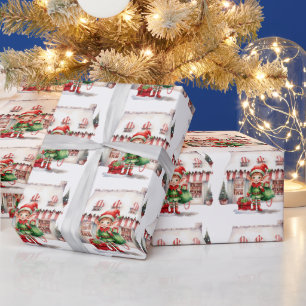 Weihnachtself mit einem Sack von Geschenken Geschenkpapier