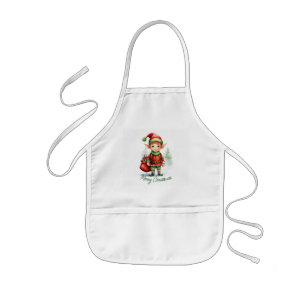 Weihnachtself mit einem Sack von Geschenken Kinderschürze