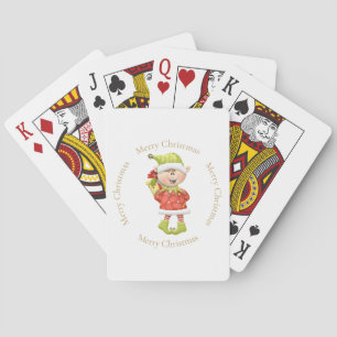Weihnachtself mit Gegenwart Spielkarten