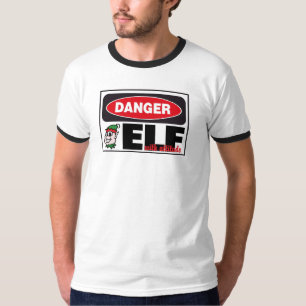 Weihnachtself mit Haltungs-Gefahrenzeichen T-Shirt