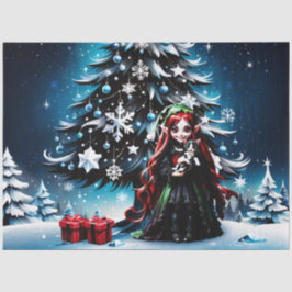 Weihnachtself mit Kitten. Seidenpapier