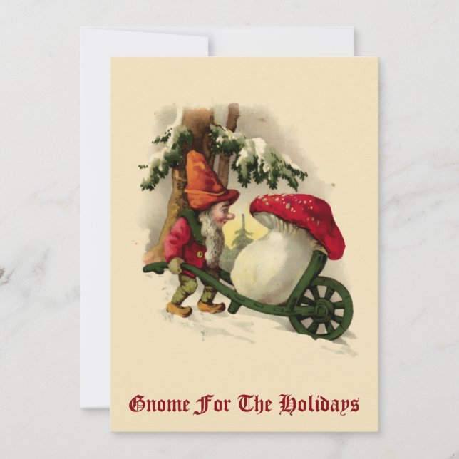 Weihnachtself oder Gnome Feiertagskarte (Vorderseite)