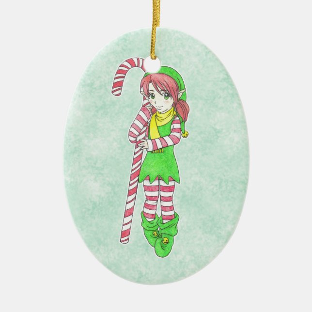 Weihnachtself-Ornament Keramik Ornament (Vorne)