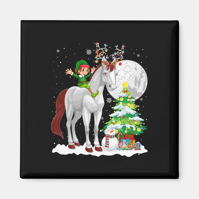 Weihnachtself Reitpferd Rentier Reitpferd Snowman  Magnet (Vorne)