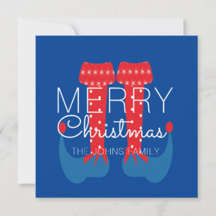 Weihnachtself Rot Blau Skript Schneeflocke