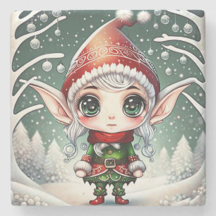 Weihnachtself Steinuntersetzer