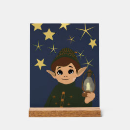 Weihnachtself Sternennacht Acryl Kinderzimmer Acrylschild