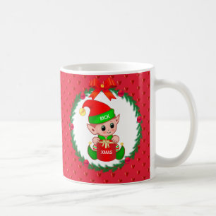 Weihnachtself, Tannenreif, rote Kugeln & Herzen Kaffeetasse