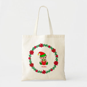 Weihnachtself, Tannenreif und Weihnachtssterne Tragetasche