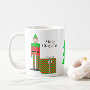 Weihnachtself-Tasse - Zickzack Geschenk-Paket Kaffeetasse