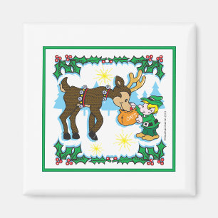 Weihnachtself und Reindeer Magnet