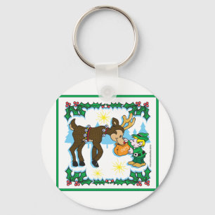 Weihnachtself und Reindeer Schlüsselanhänger