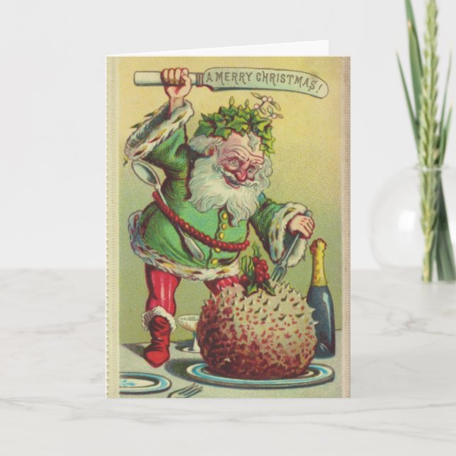 Weihnachtself und Weihnachtszeit, Feiertagskarte (Vorderseite)