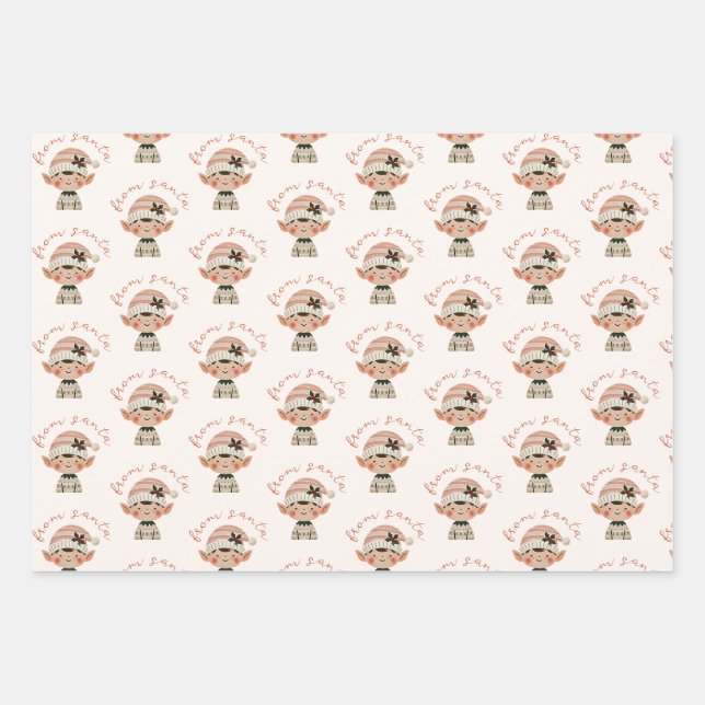 Weihnachtself vom Weihnachtsmann Geschenkpapier Set (Vorderseite)
