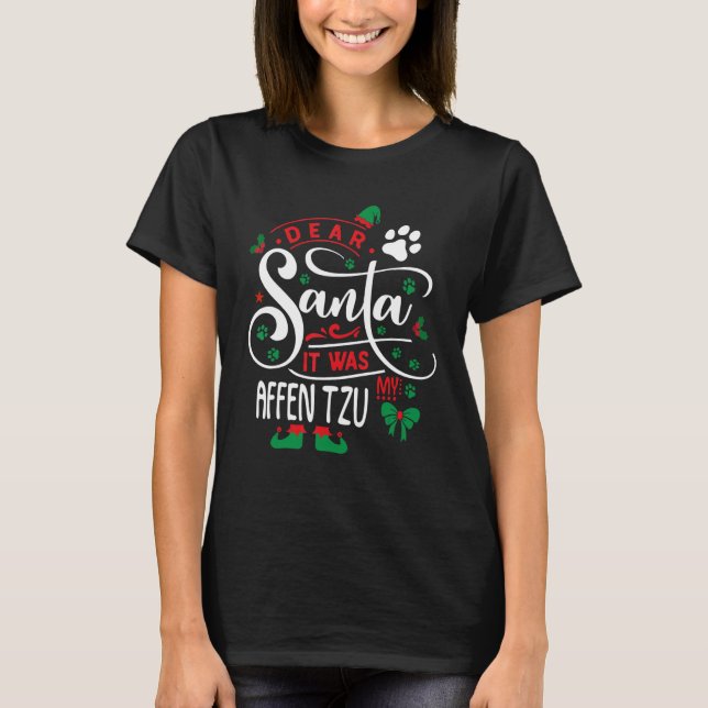 Weihnachtself Weihnachten Hund brüten Affen Tz T-Shirt (Vorderseite)
