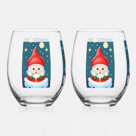 Weihnachtself Weinglas Ohne Stiel