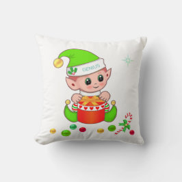 Weihnachtself, Zuckerrohr und Weihnachtsbällchen Kissen