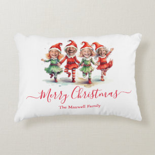 Weihnachtselfen 4 Fotos Familienname Dekokissen