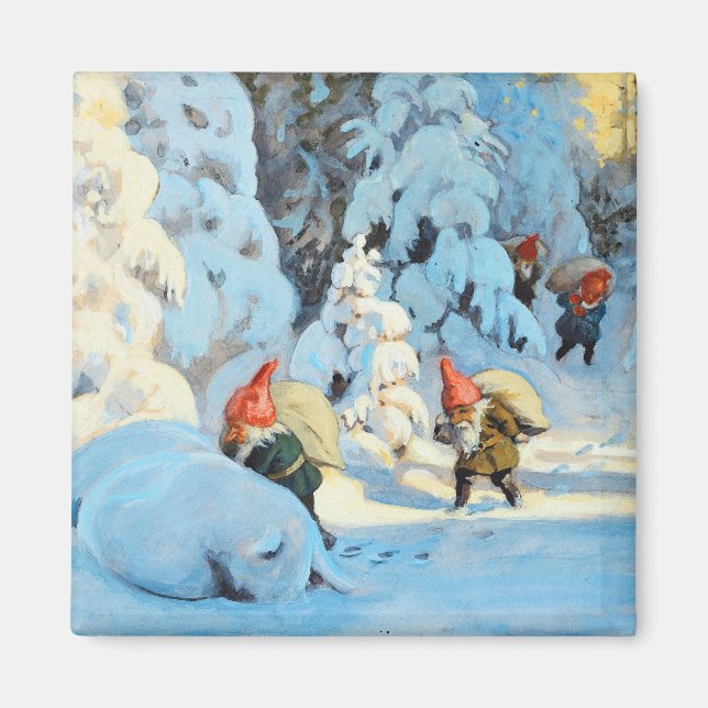 Weihnachtselfen Bringpräsenz Magnet (Vorne)