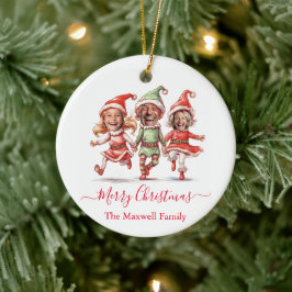 Weihnachtselfen-Foto Keramik Ornament
