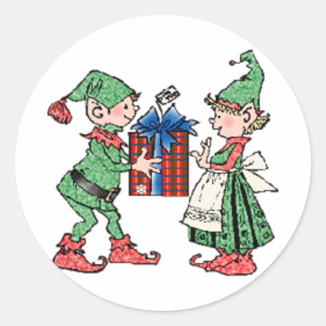 Weihnachtselfen Geschenk für Weihnachten Runder Aufkleber (Vorderseite)