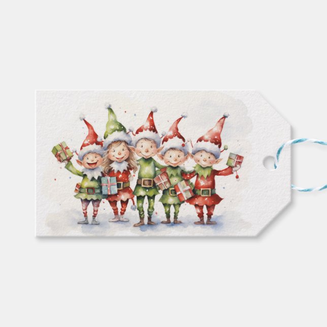 Weihnachtselfen Geschenkanhänger (Vorderseite (Horizontal))