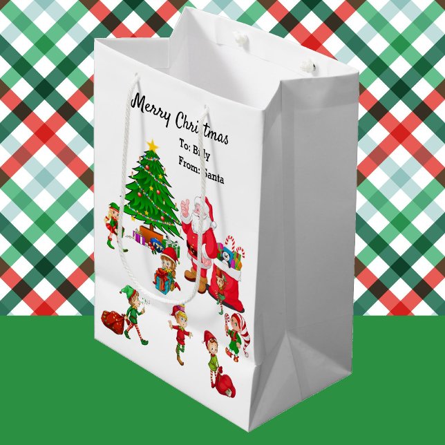 Weihnachtselfen Heiliger Individuelle Name Mittlere Geschenktüte (Von Creator hochgeladen)