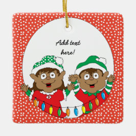 Weihnachtselfen Keramikornament