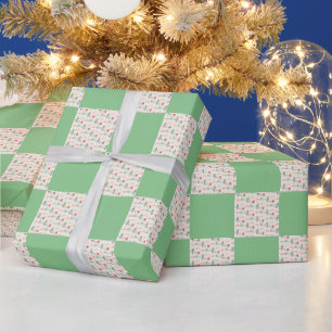 Weihnachtselfen mit Punkten Geschenkpapier
